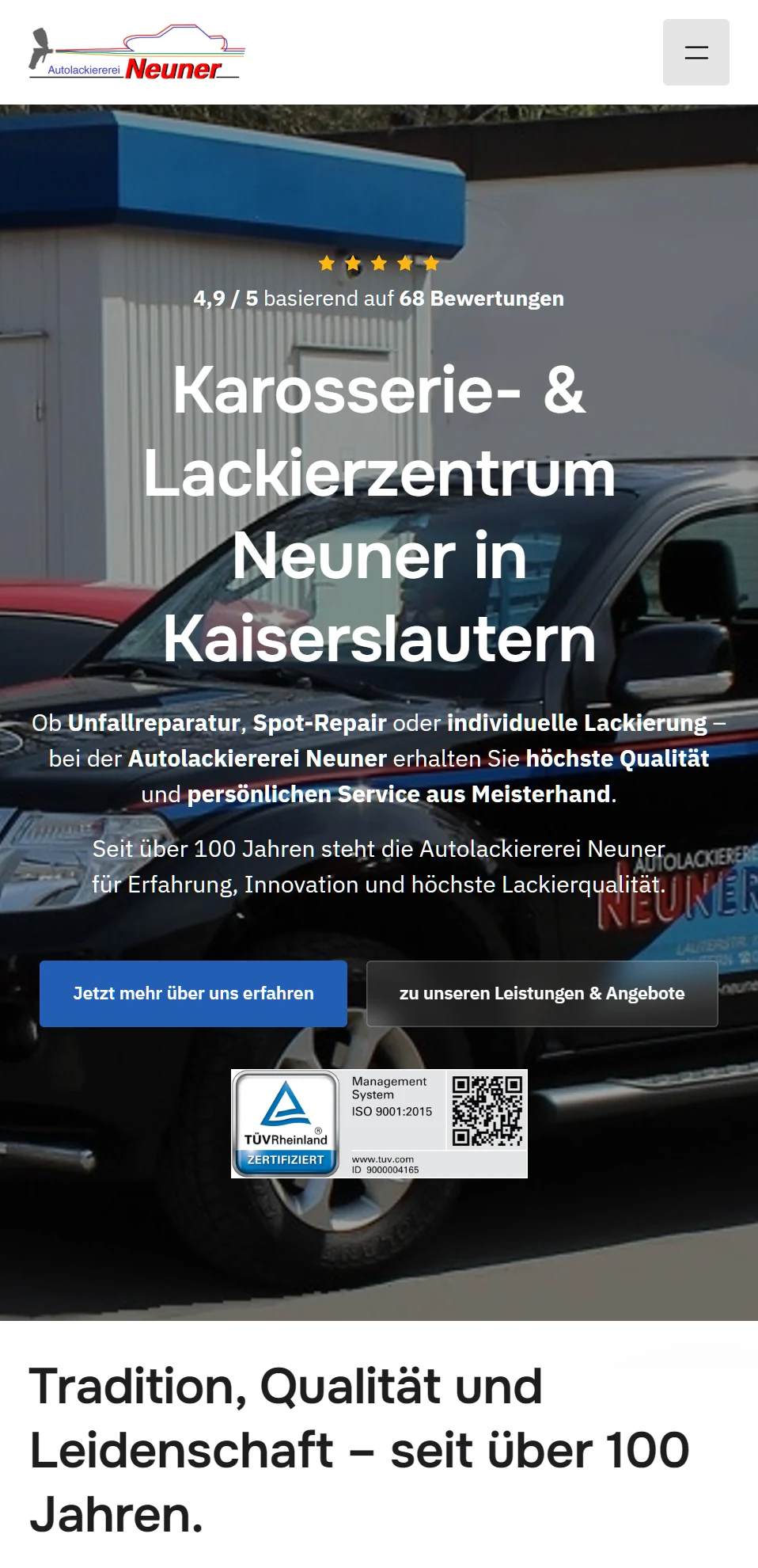 Karosserie- & Lackierzentrum Neuner in der Smartphone-Ansicht