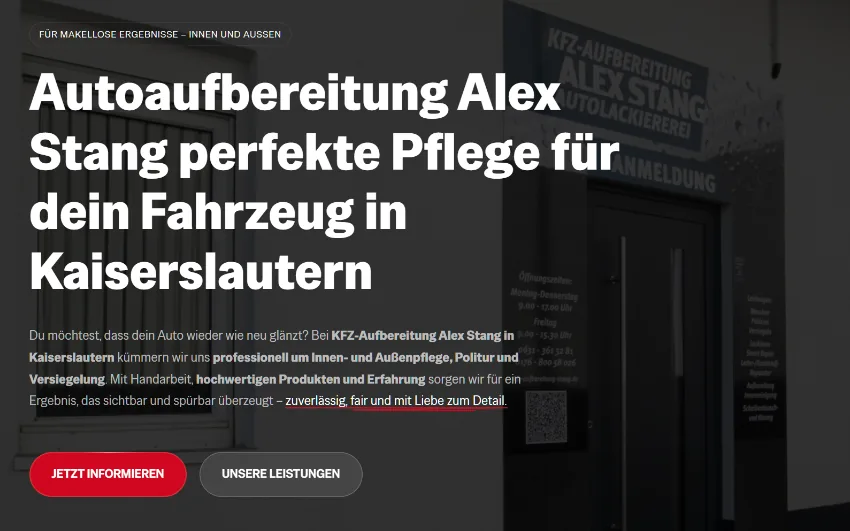 Neuer Webauftritt von KFZ-Aufbereitung Alex Stang